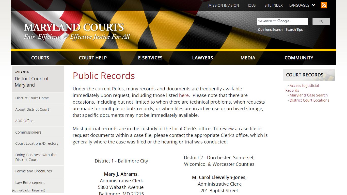 Public Records | Maryland Courts